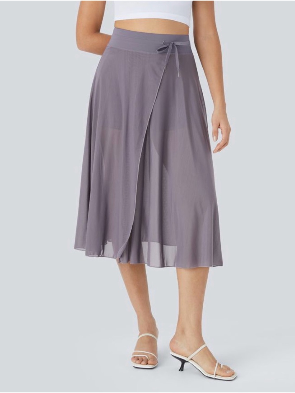 Women's 2 in 1 Midi Wrap Skirt and pocket shorts in Dusty Lavender